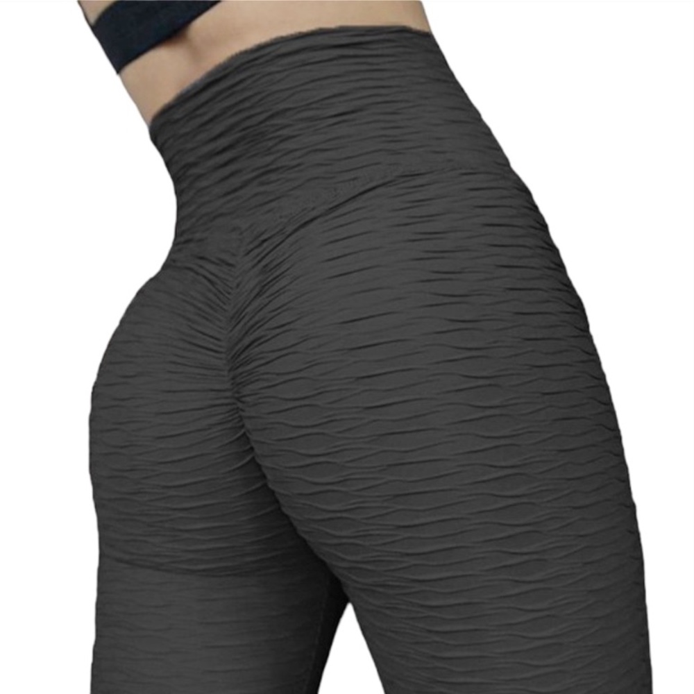 Dark gray high waist booty contour textured dot leggings one size